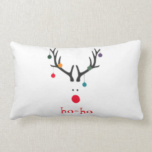 Coussin Rectangle Ho ho drôle mignon moderne Père Noël renne blanc