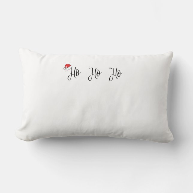 Coussin Rectangle Ho Ho Ho portant un chapeau de santa rouge (Recto)