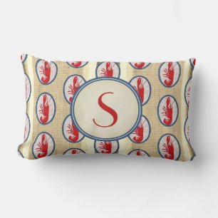 Coussin Rectangle Homard de roche à épines monogramme