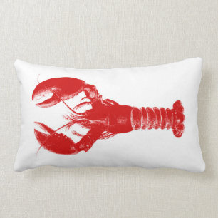 Coussin Rectangle Homard rouge-foncé sur le blanc