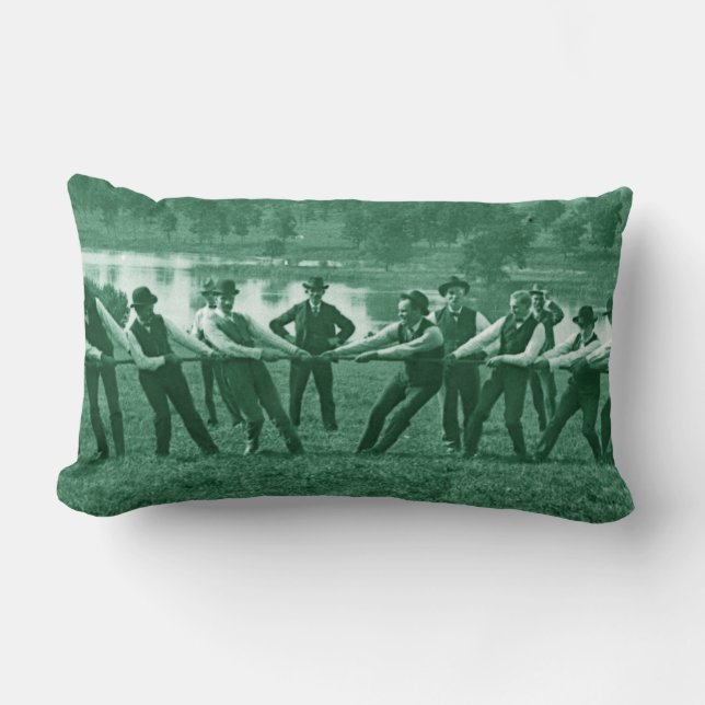 Coussin Rectangle Hommes des années 1890 Tug-O-War Fox River Photo v (Recto)
