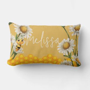 Coussin Rectangle Honey Bee Honeypeb White Daisy Personnaliser