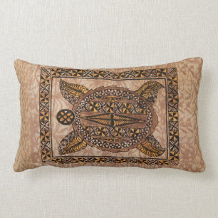Coussin Rectangle Honu Tapa de tatouage hawaïen primitif