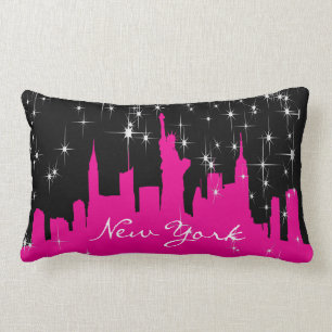 Coussin Rectangle Horizon étoilé de New York de roses indien et de