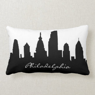 Coussin Rectangle Horizon noir et blanc de Philadelphie