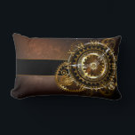 Coussin Rectangle Horloge Steampunk avec des engrenages anciens<br><div class="desc">Montres anciennes et fantastiques avec des engrenages dorés et laiton sur un arrière - plan brun et rouillé. Style Steampunk.</div>