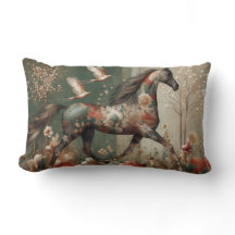 Horse Floral Harlequin Decor Cushion