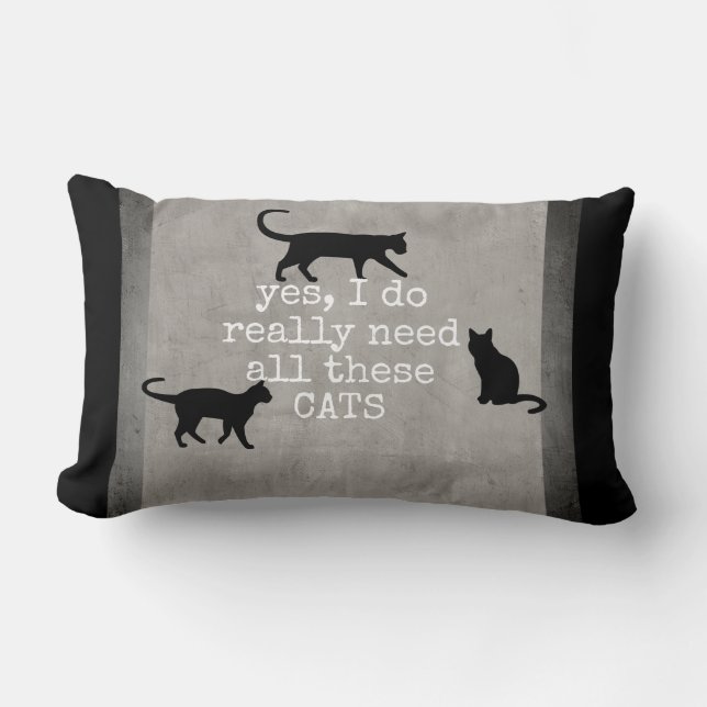 Coussin Rectangle humour chaton mignon citation gris et blanc (Recto)