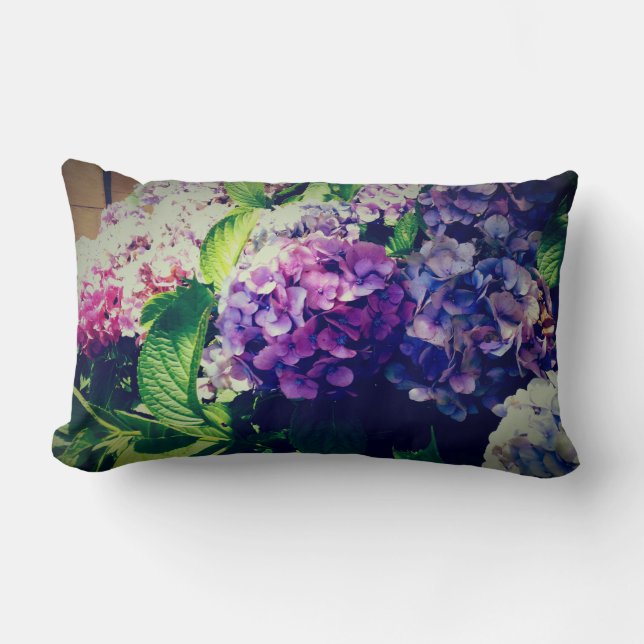 Coussin Rectangle hydrageas colorés (Recto)
