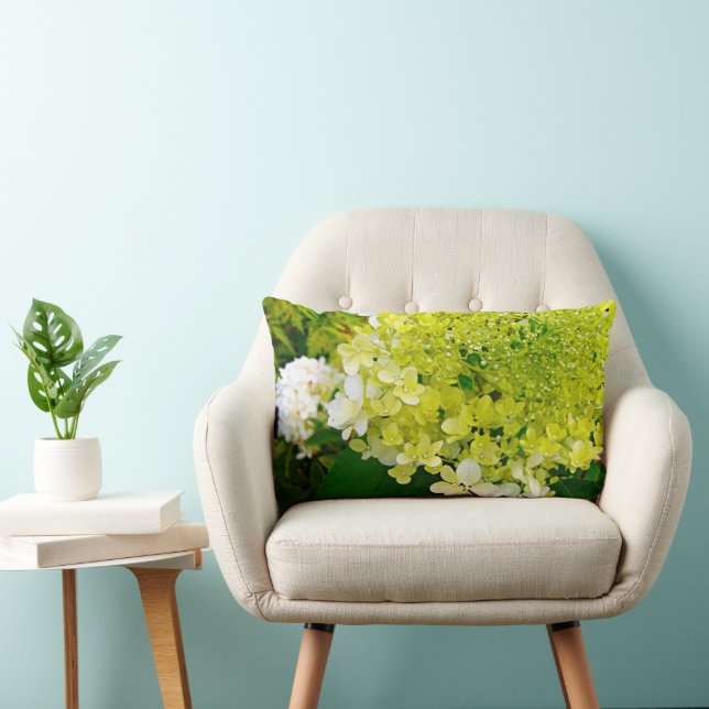 Coussin Rectangle Hydrangea Limelight Vert Chartreuse Élégant (Chaise)