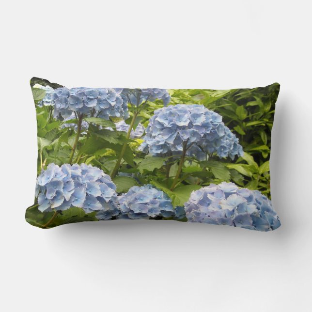 Coussin Rectangle Hydrangeas Bleu Profond (Recto)