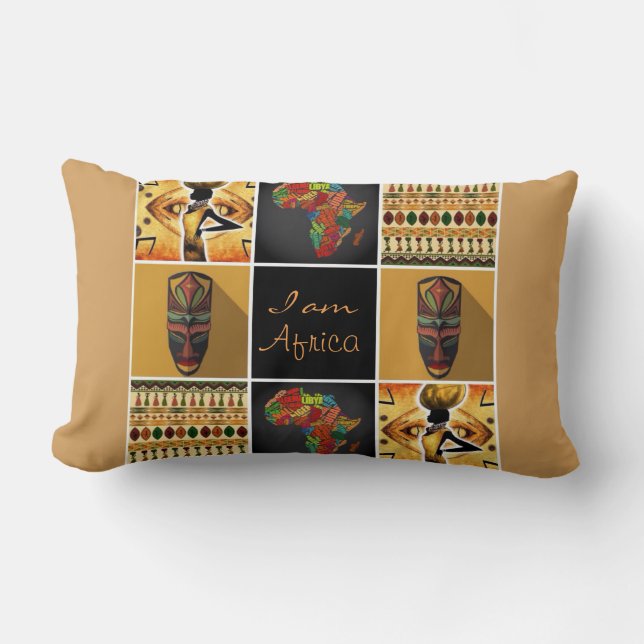 Coussin Rectangle I Am Africa Motif Print Collage (Recto)