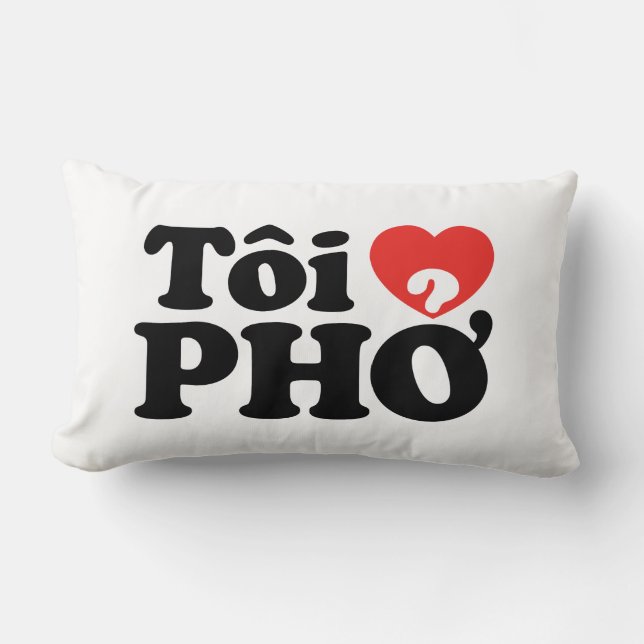 Coussin Rectangle I Heart (Love) Pho (Tôi PHỞ) (Recto)