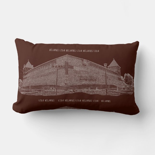 Coussin Rectangle I Love Lida Belarus Architecture Castle Sketch (Recto)