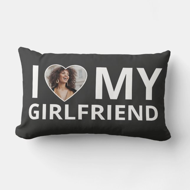 Coussin Rectangle I Love My Girlfriend Photo Heart Funny Boyfriend (Recto)