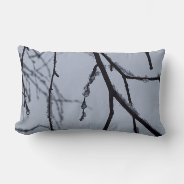Coussin Rectangle Icy Branches Winter Nature Photographie (Recto)