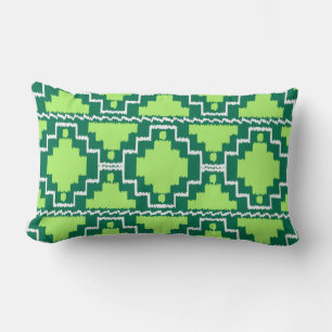 Coussin Rectangle Ikat Aztec Tribal - Forêt et chaux vert