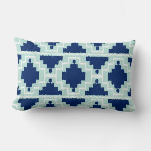 Coussin Rectangle Ikat Aztec Tribal - Indigo et bleu clair