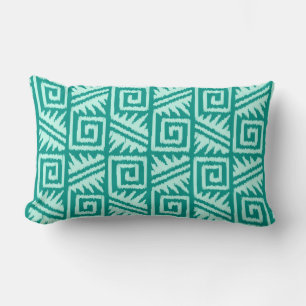 Coussin Rectangle Ikat Aztèque Tribal - Turquoise et Aqua