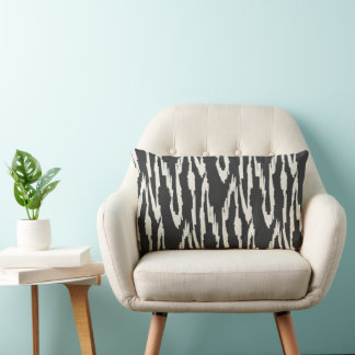 Coussin Rectangle Ikat Brosse Charbon & Blanc Cassé