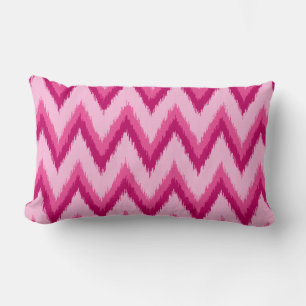 Coussin Rectangle Ikat Chevron Stripes - Fuchsia et rose pâle