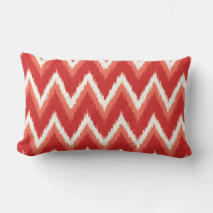 Coussin Rectangle Ikat Chevron Stripes - Rust Orange et Blanc
