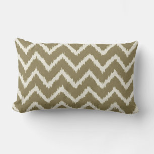 Coussin Rectangle Ikat Chevrons - Taupe tan et beige