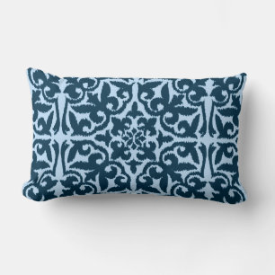 Coussin Rectangle Ikat damask pattern - Indigo foncé et bleu clair