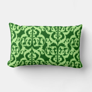 Coussin Rectangle Ikat Damassé mauresque - vert pin et menthe clair