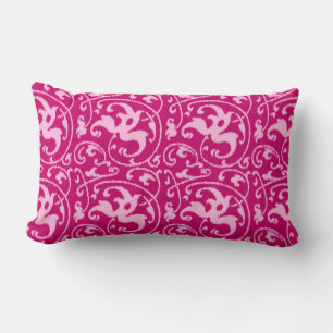 Coussin Rectangle Ikat Floral Damask - Fuchsia et rose pâle