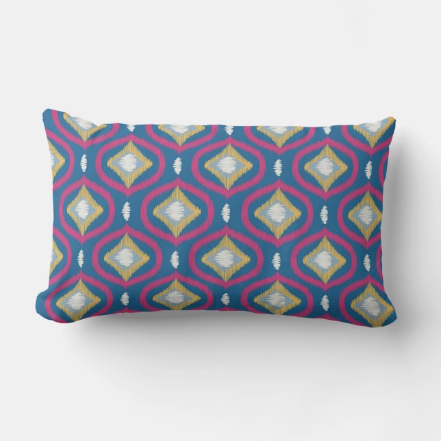 Coussin Rectangle Ikat Series Ogee Light Blue (Recto)