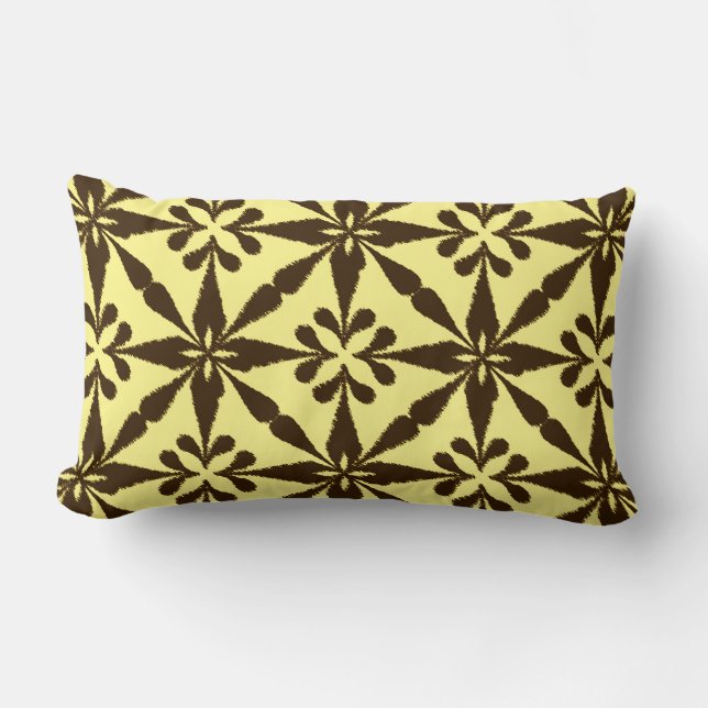 Coussin Rectangle Ikat Star Motif - Brown et jaune (Recto)
