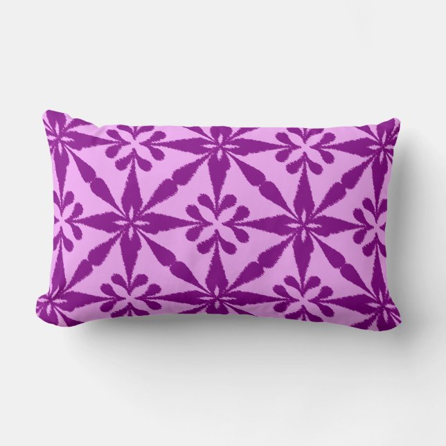 Coussin Rectangle Ikat Star Motif - Violet et orchidée (Recto)