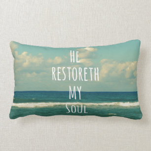 Coussin Rectangle Il restorera mon âme Bible Verse Écriture