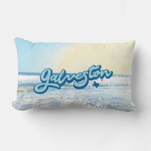 Coussin Rectangle Île de Galveston Texas (bleu)