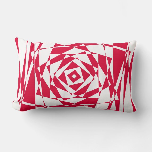 Coussin Rectangle Illusion abstraite rouge blanc (Recto)