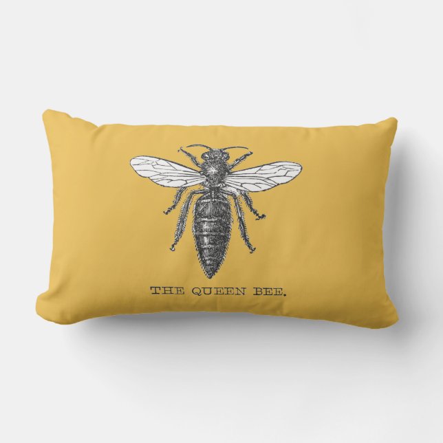 Coussin Rectangle Illustration Antique d'Insecte de Bourdon Reine Ab (Recto)