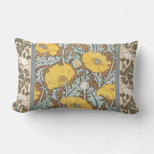 Coussin Rectangle Illustration Art Nouveau Poppy Fleur Jaune