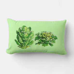 Coussin Rectangle Illustration botanique Vintage, laitue