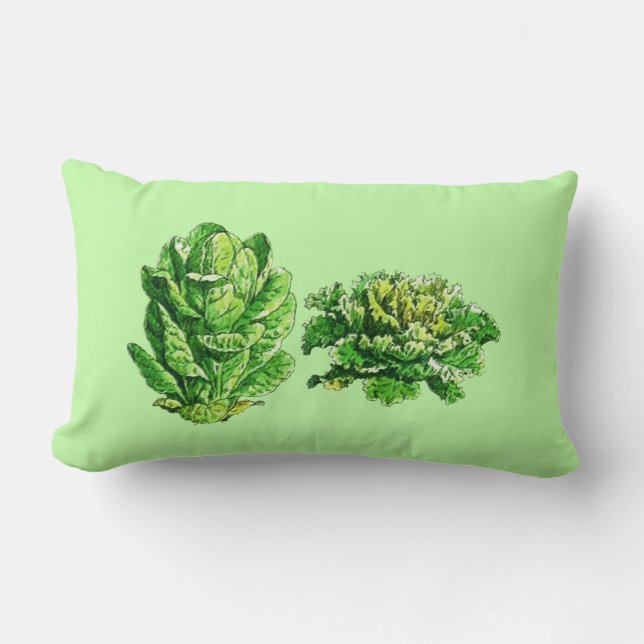 Coussin Rectangle Illustration botanique vintage, laitue (Recto)