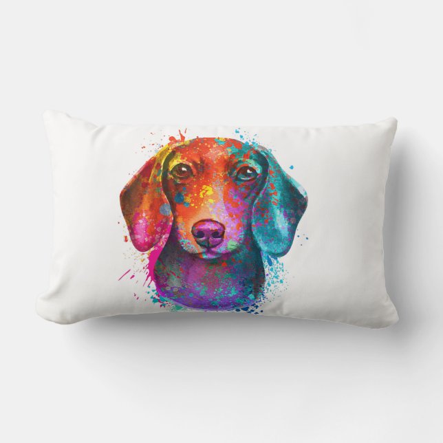 Coussin Rectangle Illustration colorée de l'art Dachshund Dog (Recto)