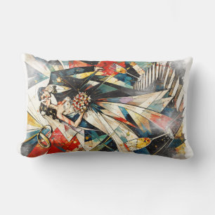Coussin Rectangle Illustration de couple de mariage Art déco moderne