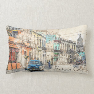 Coussin Rectangle Illustration de La Havane Cuba