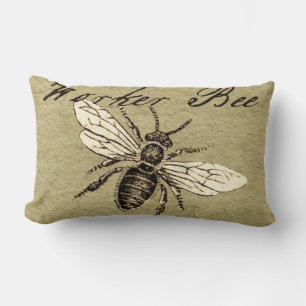 Coussin Rectangle Illustration de l'insecte d'abeille vintage