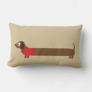 Coussin Rectangle Illustration de mignonne long Dachshund