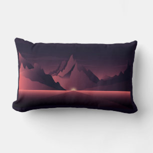Coussin Rectangle Illustration du coucher de soleil sur une montagne