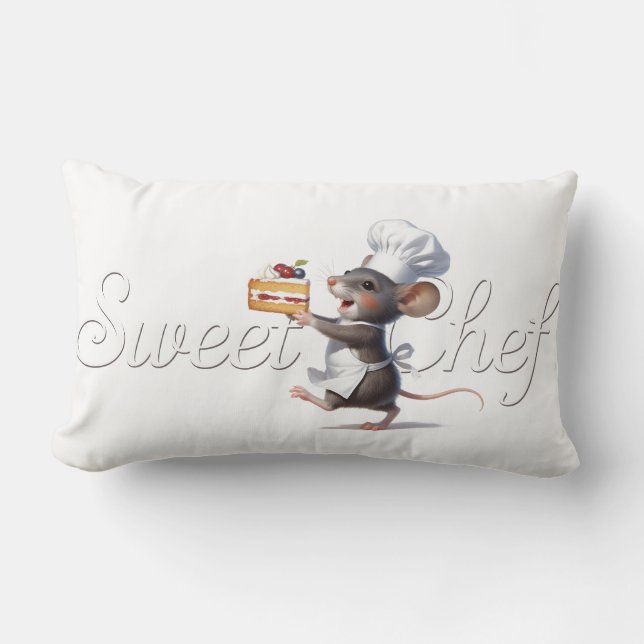 Coussin Rectangle Illustration du logo de la souris "Sweet Chef" (Recto)