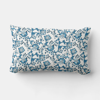 Coussin Rectangle Illustration du motif Floral bleu vintage