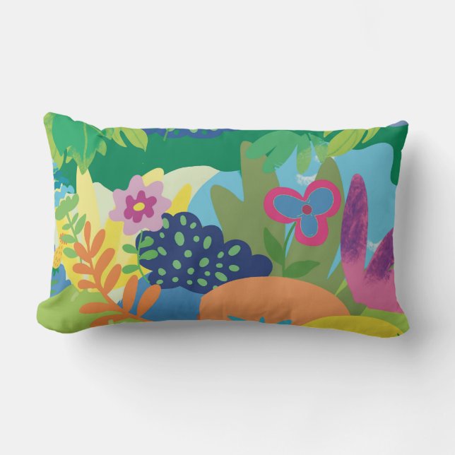 Coussin Rectangle Illustration florale tropicale, fleurs d'été  (Recto)