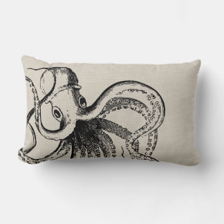 Coussin Rectangle Illustration Rustique Vintage Octopus